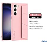 Global Samsung Galaxy S24 Uyumlu Premium Case Parmak Askılı Telefon Kılıfı Pembe WNE1093