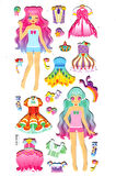 Sticker Kabartmalı Stiker Çıkartma Etiket (XHC073)-18x9 cm- Parti Kız Giydirme