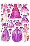 Sticker Kabartmalı Stiker Çıkartma Etiket (LAA606)-14x18 cm- Lila Kız Prenses Giydirme