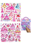 Sticker Kabartmalı Çantalı iki Sayfalı Sticker Seti (HQK012) - 21x17 cm- Fuşya Kız Giydirme