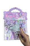 Sticker Kabartmalı Çantalı iki Sayfalı Sticker Seti (HQK014) - 21x17 cm- Lila Kız Giydirme