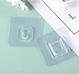 4 Lü Set Çift Taraflı Yapışkanlı Geçmeli Klips Eşya Sabitleme Askısı Çerçeve Şeffaf Duvar Kancası