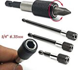 Hızlı Vidalama Adaptörü Bit Vidalama Uzatma Aparatı Manyetik Altıgen 1/4 Hex Bits Şaftlı 3 Parça