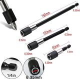 Hızlı Vidalama Adaptörü Bit Vidalama Uzatma Aparatı Manyetik Altıgen 1/4 Hex Bits Şaftlı 3 Parça