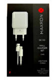 Maxron CH15 Q.C 18W Lightning Şarj Aleti -Lightning Kablo