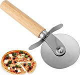  Ahşap Saplı Çelik Bıçaklı Lüx Pizza Kesici Pizza Hamur Dilimleyici Kesici Büyük Boy
