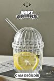 SOFT DRİNK 2'li Pipetli KRİSTAL MİKA Smoothie Bardağı İçecek-Meşrubat Bardağı CAM DEĞİLDİR