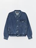 Koyu Mavi Cep Detaylı Denim Bomber Ceket