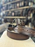 TRG POLO KAHVE DESENLİ 4 CM HAKİKİ DERİ ERKEK KEMERİ 