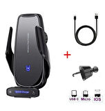 Araç İçi 20W Kablosuz Şarj Telefon Tutucu Sensörlü Led Işıklı Tüm Modellere Uyumlu