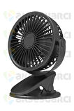Sıkıştırmalı Şarj Edilebilir 3 Kademe Taşınabilir Kıskaçlı Mini Fan Sessiz Vantilatör Soğutma