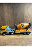 Işıklı Sesli Beton Mikseri İnşaat Aracı Metal Başlıklı Oyuncak Beton Mikseri 32Cm