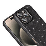 iPhone 16 Pro Kılıf Kamera Korumalı Simli Parıltılı Lüks Silikon