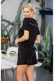 Laperissa Siyah Saten Şortlu Pijama Takımı M Beden