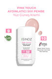 Sinoz Spf50 Pink Touch Aydınlatıcı Sıvı Yüz Güneş Kremi Yeni Nesil Güneş Filtreleri Hibrit Formül 50ml