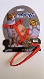 Pati Yavru Köpek ve Kedi Gezdirme Takım Tasması (Ayarlanabilir) Kırmızı Çizgili