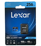 Lexar 633x 256 GB MicroSDXC Class 10 UHS-I Hafıza Kartı + Adaptör Drone Kameralar için