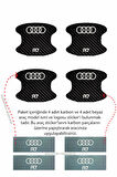 Audi A7 Karbon Desenli Kapı İç Kısmı Çizik Koruma Folyo Seti - 4 Parça A7 Yazılı