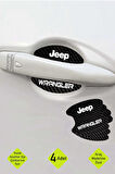 Karbon Desenli Jeep Wrangler Modeline Uygun Kapı İçi Çizik Koruma ve Estetik Folyo Takımı Wrangler Yazılı