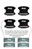 Jeep Commander Karbon Desenli Kapı İç Kısmı Çizik Koruma Folyo Seti - 4 Parça Commander Yazılı