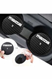 Mazda 3 Karbon Bardak Altlığı Mazda 3 Yazılı Spor ve Şık 2 Adet 7 cm Tasarım