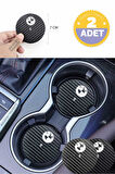 BMW  i1 Otomobil İçin Siyah Karbon Bardak Altlığı BMW  i1 İçin Dayanıklı ve Şık 7 cm Tasarım 2 Adet