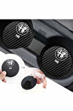 Alfa Romeo 145 Siyah Karbon Araç Bardak Altlığı Alfa Romeo Logolu 145 Özel Üretim 2 Adet 7 cm