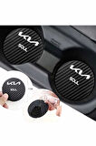 Kia Soul Siyah Karbon Araç Bardak Altlığı Kia Logolu Soul 7 cm Dayanıklı Özel Tasarım 2 Adet