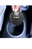 Fiat Albea Yazılı Karbon Araç Bardak Altlığı Fiat Albea Modeli İçin 7 cm Şık Tasarım 2 Adet