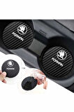 Skoda Forman Modeline Özel Siyah Karbon Bardak Altlığı Skoda Armali Forman 2 Adet 7 cm Spor Şıklığı İçin