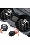 Alfa Romeo Tonale Siyah Karbon Bardak Altlığı Alfa Romeo Logolu Tonale Yazılı Dayanıklı 7 cm Tasarımı 2 Adet