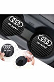 Audi A4 Avant Siyah Karbon Bardak Altlığı Audi Logolu A4 Avant Yazılı Dayanıklı 7 cm Tasarımı 2 Adet