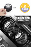 Ford EcoSport Karbon 7 cm Bardak Altlığı 2 Adet Ford Amblemli EcoSport  Yazılı Spor Şıklığı İçin
