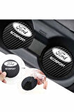 Ford EcoSport Karbon 7 cm Bardak Altlığı 2 Adet Ford Amblemli EcoSport  Yazılı Spor Şıklığı İçin