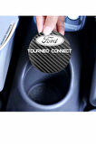 Ford Tourneo Connect Yazılı Karbon Araç Bardak Altlığı Ford Tourneo Connect Modeli İçin 7 cm Şık Tasarım 2 Adet
