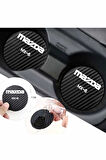 Mazda MX-6 Siyah Karbon Araç Bardak Altlığı Mazda Logolu MX-6 Özel Üretim 2 Adet 7 cm