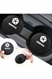 Chrysler Sebring Siyah Karbon Bardak Altlığı 2 Adet Chrysler Logolu Sebring Yazılı 7 cm İçin Özel Tasarım