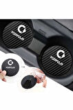 Smart Forfour Siyah Karbon 7 cm Bardak Altlığı Smart Yazılı Forfour Logolu 2 Adet Dayanıklı Şık Tasarım