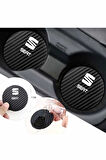 Seat Tasarımlı Siyah Karbon Bardak Altlığı 2 Adet Seat Logolu Tasarımlı Yazılı 7 cm İçin Özel Tasarım