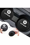Chrysler Tasarımlı Siyah Karbon Bardak Altlığı Chrysler Logolu Tasarımlı Yazılı Dayanıklı 7 cm Tasarımı 2 Adet