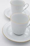 Porselen Sedef Yaldızlı Çay Fincan Ve NescafeTakımı 6 Lı  SF02CT23 Beyaz