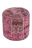 PEMBE RENGİ EL DOKUMA PATCHWORK HALIDEN YAPİLAN PUF 