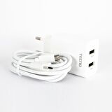 Global Çift Çıkışlı Şarj Aleti Type-C ve Micro Data Kablolu TCW-E01D Beyaz WNE0160