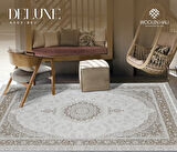 Deluxe Koleksiyonu Viskon Akrilik Dokuma Lüks Saçaklı Halı 6503 Bej