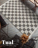 Tual Koleksiyonu Modern Saçaklı Halı 8408 Kahve