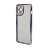 iPhone 12 Pro Max Kılıf Şeffaf Arka Yüzey Kamera ve Kenarları Taşlı Silikon