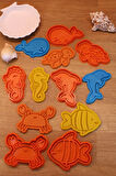 Deniz Canlıları Balık Yunus Balina Kaplumbağa Yengeç 12'li Set Kurabiye Kalıbı