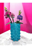 3 Boyutlu Kristal Tasarım Dekoratif Vazo Biyoplastik Transparan Mavi