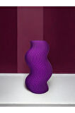 Dalgalı Çizgili Burgu İskandinav Tarz Özel Tasarım Dekoratif Vazo Biyoplastik Transparan Mor