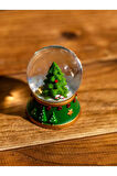 Yılbaşı Temalı Noel Çam Ağacı Mini Kar Küre Dekoratif Biblo 5 Cm